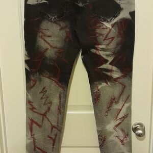 Blue jeans regular red,black gray.